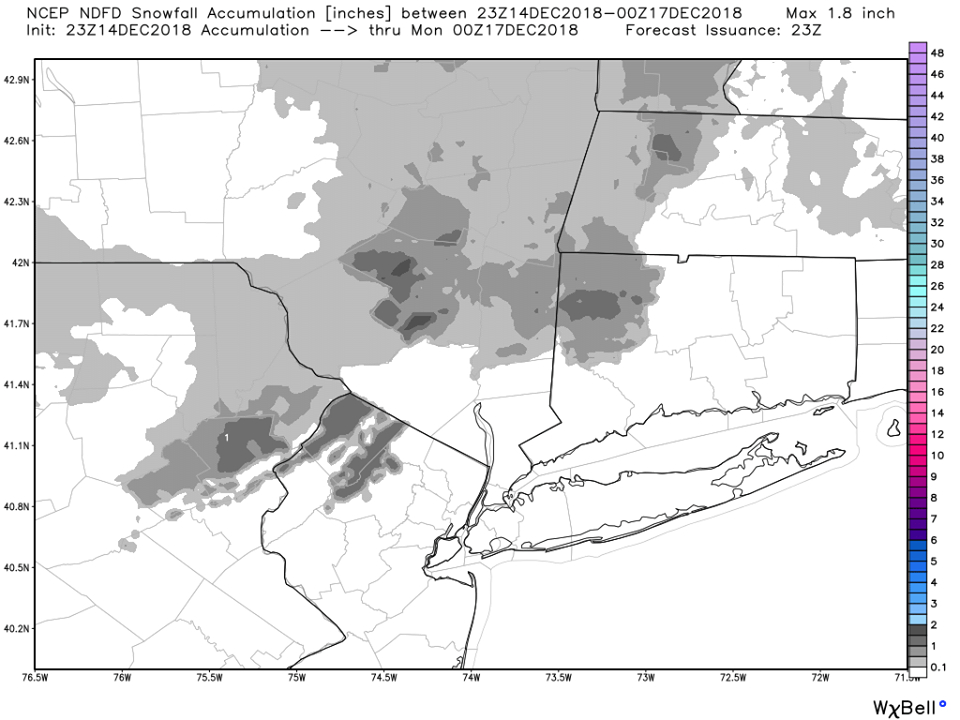 Light Snow and Freezing Rain Expected Sunday, December 16, 2018